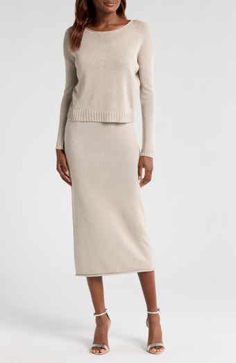 Metallic Long Sleeve Midi Sweater Dress