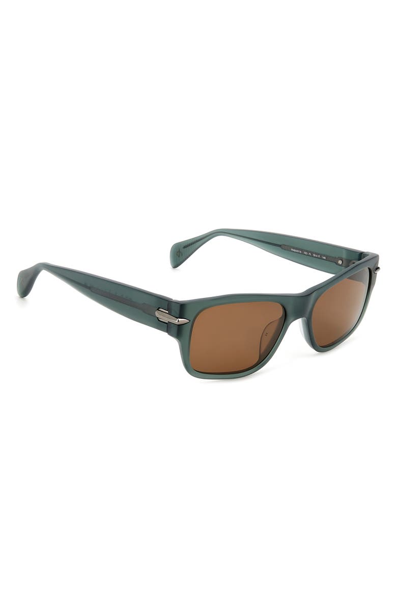 rag & bone 55mm Rectangular Sunglasses, Alternate, color, Green