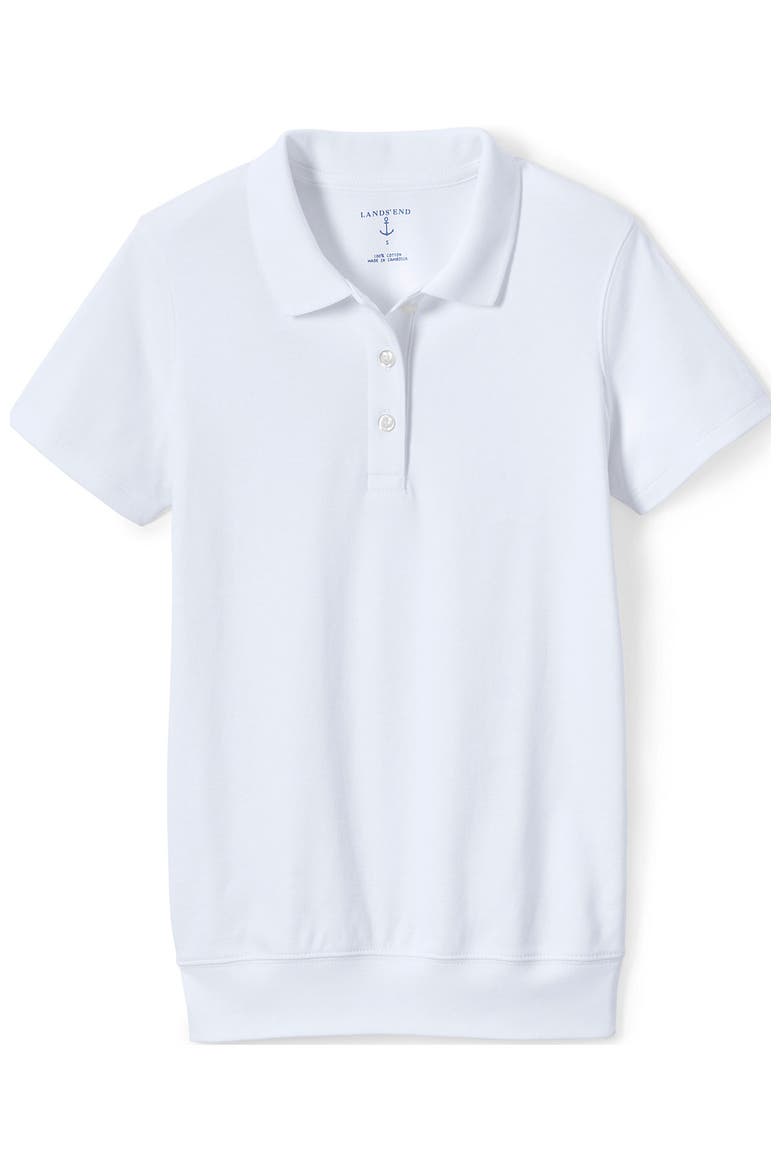 School Uniform  Short Sleeve Banded Bottom Polo Shirt, Alternate, color, White