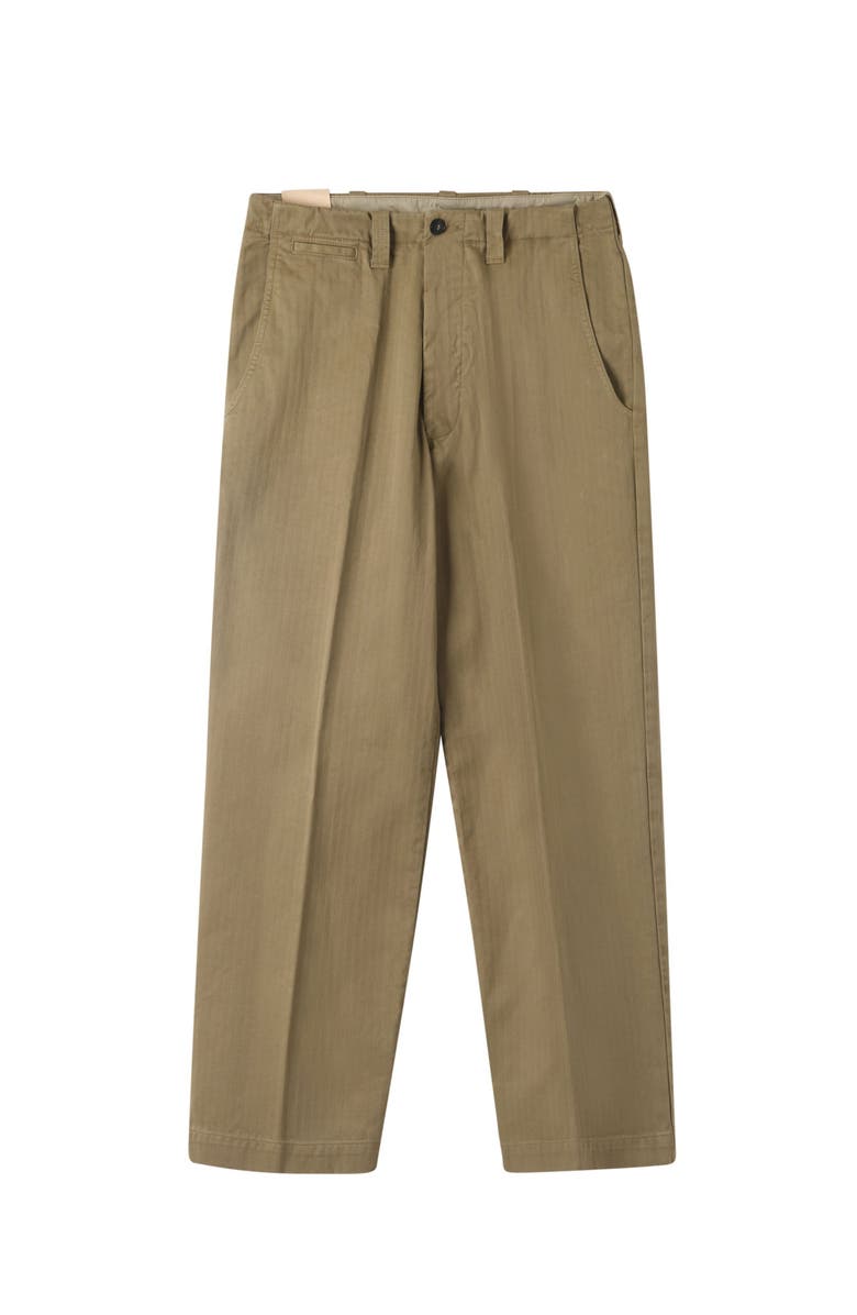 Fortela Thomas Herringbone Cotton Trousers, Main, color, Olive