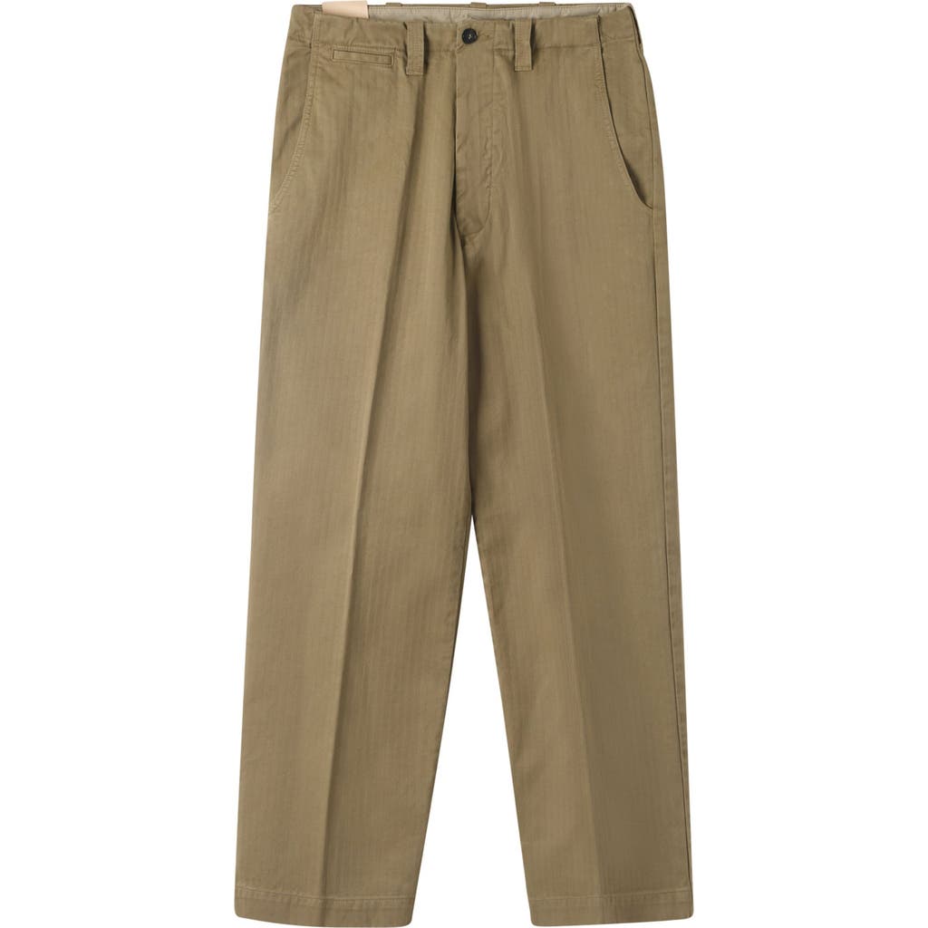 Fortela Thomas Herringbone Cotton Trousers In Brown
