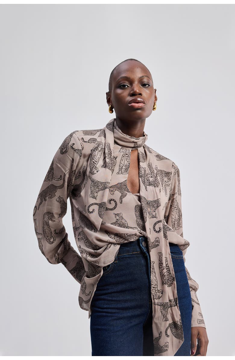 Reistor Relaxed-Fit Top with Front Tie, Alternate, color, Feral Whispers