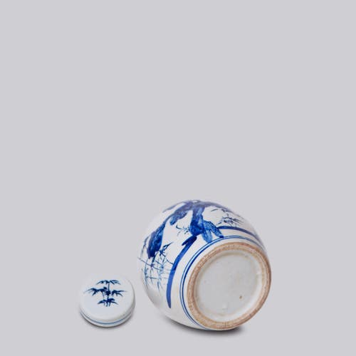 Cobalt Guild Porcelain Three Friends Round Storage Jar