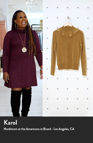 J.Crew Ruffle Mock Neck Pointelle Sweater (Women) | Nordstromrack