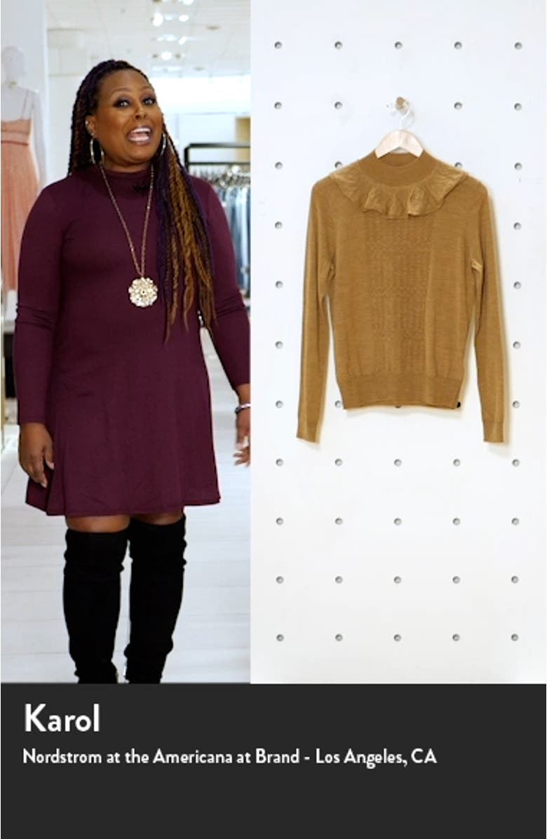 Ruffle Mock Neck Pointelle Sweater, sales video thumbnail