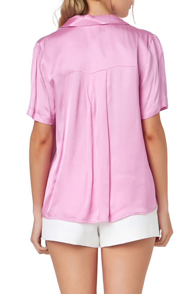Short Sleeve Satin Shirt, Alternate, color, PINK
