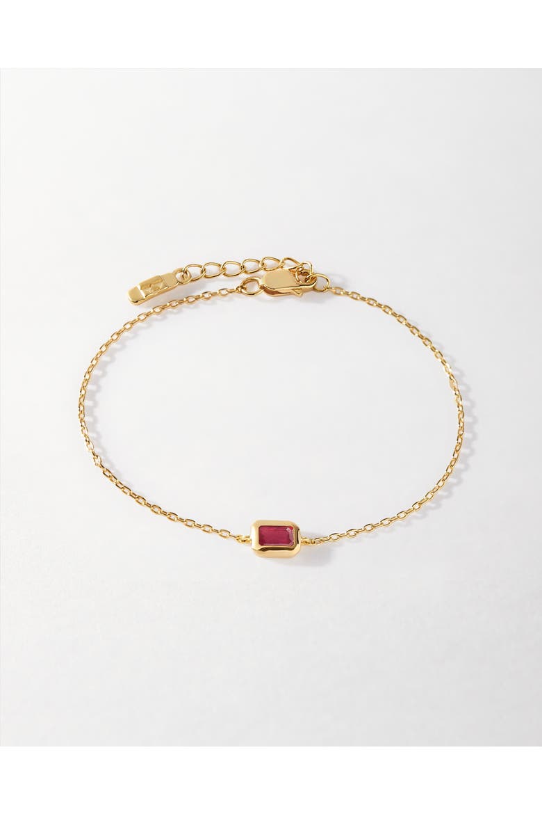 Deco Birthstone Bracelet, Alternate, color, Ruby (July)