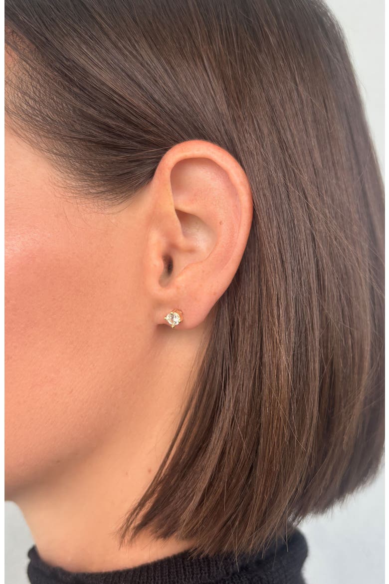 14k Gold Plated Round Cubic Zirconia Stud Earring Set, Alternate, color, GOLD