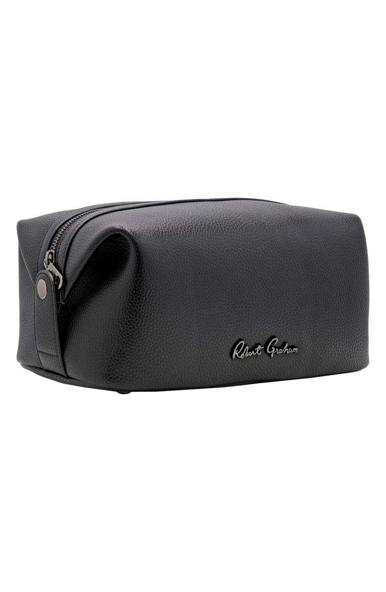 Robert Graham Waverly Faux Leather Toiletry Kit, Alternate, color, Black