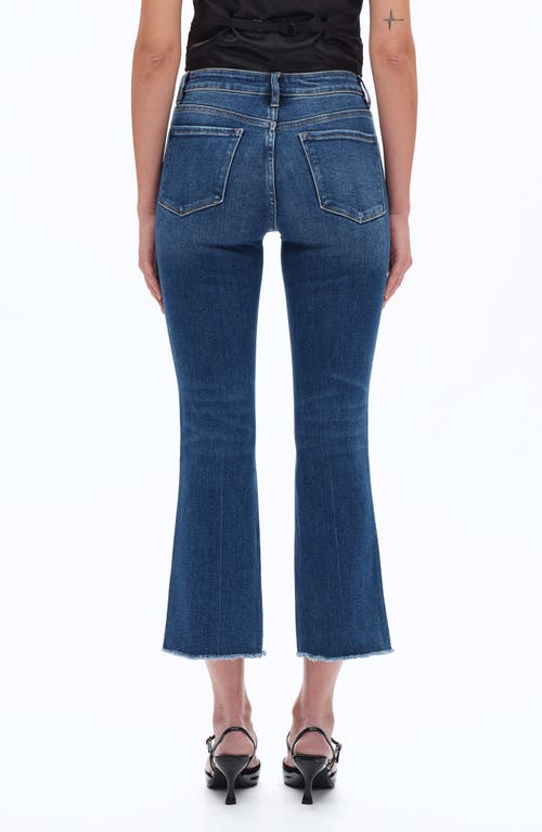 Bayeas Frayed Step Hem Mid Rise Ankle Bootcut Jeans In Blue