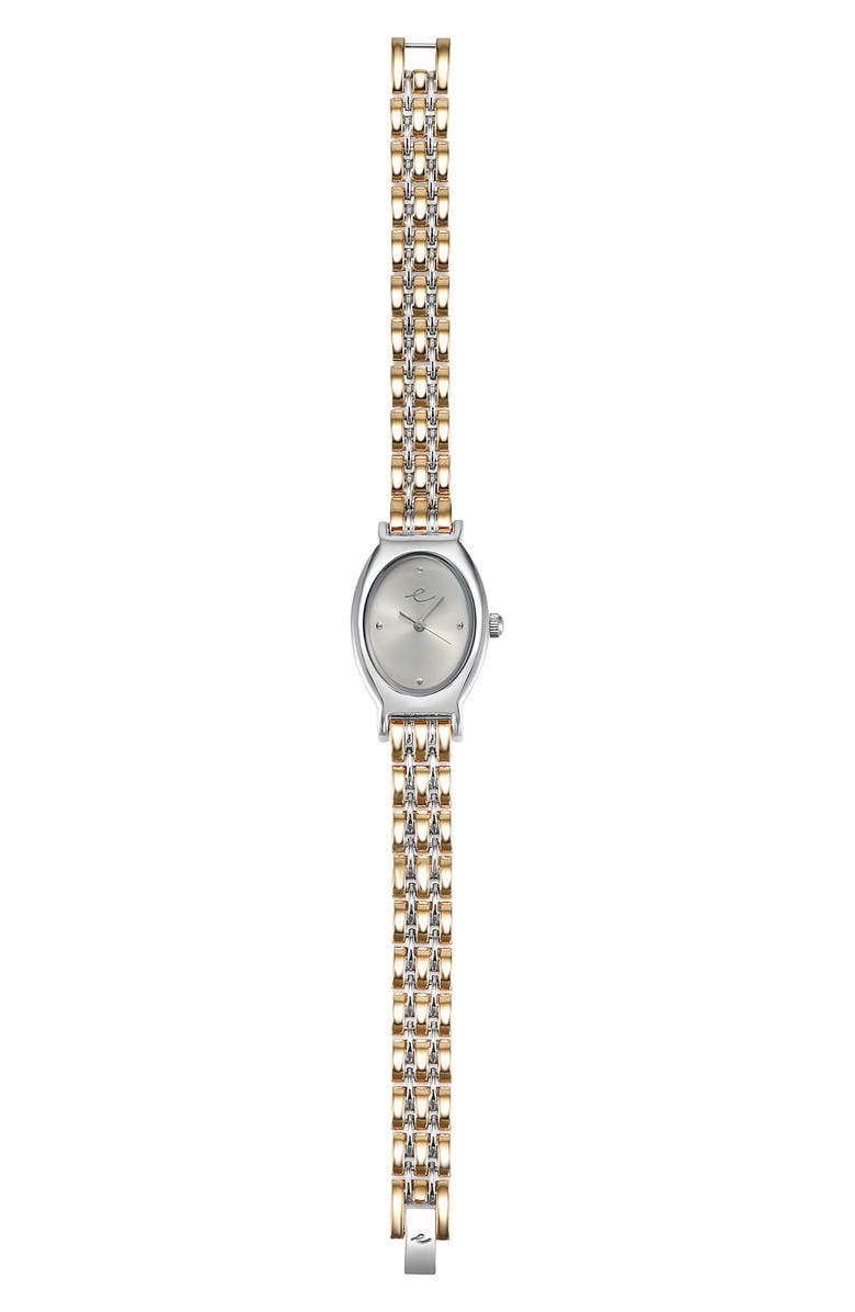Ettika Classic Oval Dial Two-Tone Bracelet Watch, Alternate, color, Bone And Mixed Metal