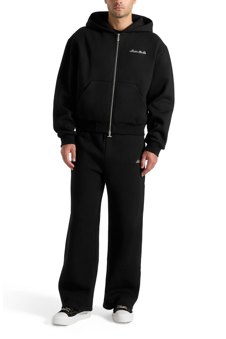Unisex Signature Relaxed Fit Zip Hoodie, Alternate, color, Black