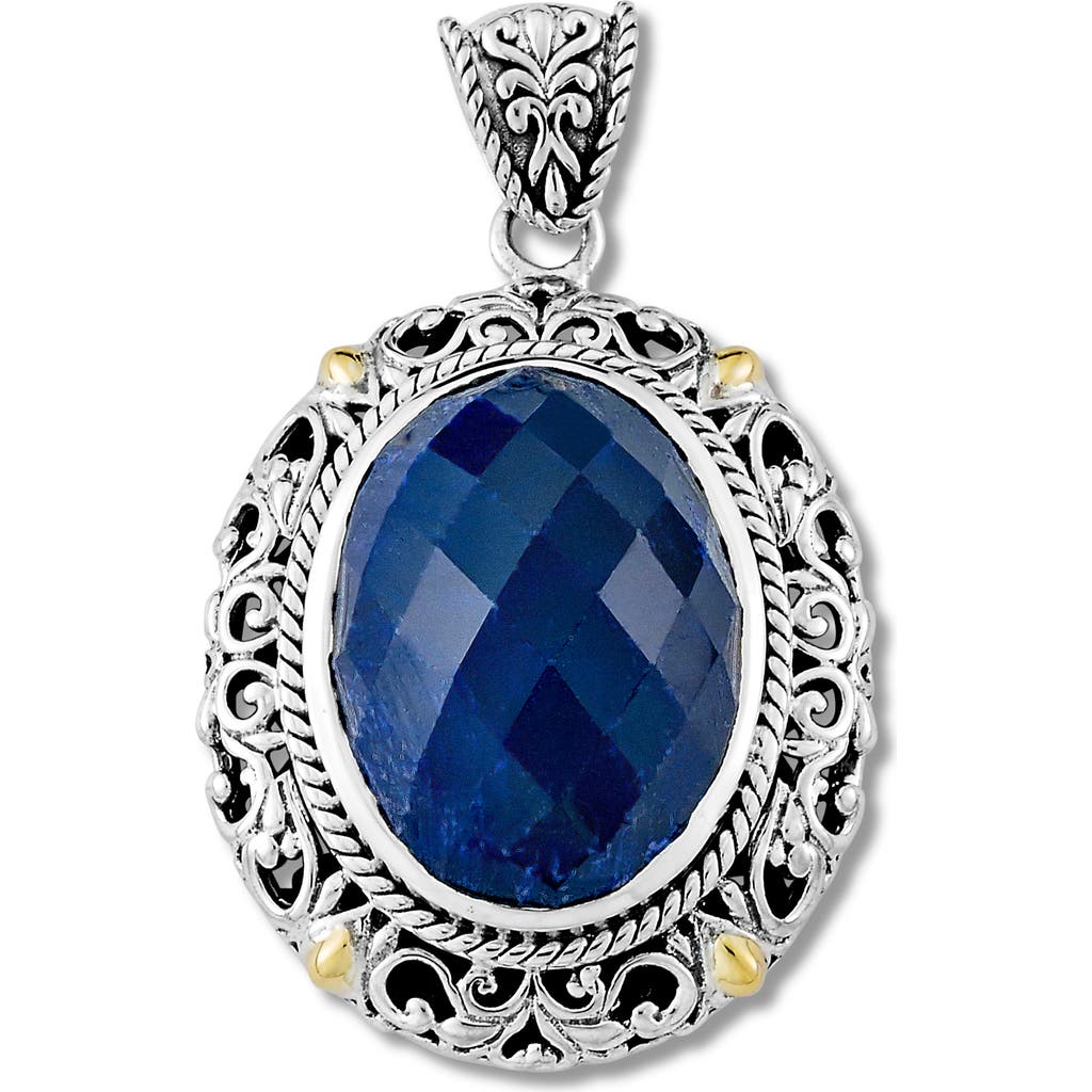 Samuel B. Sterling Silver & 18k Gold Blue Corrundum Pendant In Blue