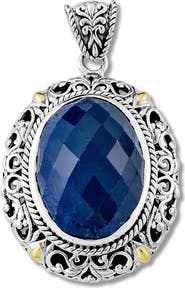 SAMUEL B. Sterling Silver & 18K Gold Blue Corrundum Pendant
