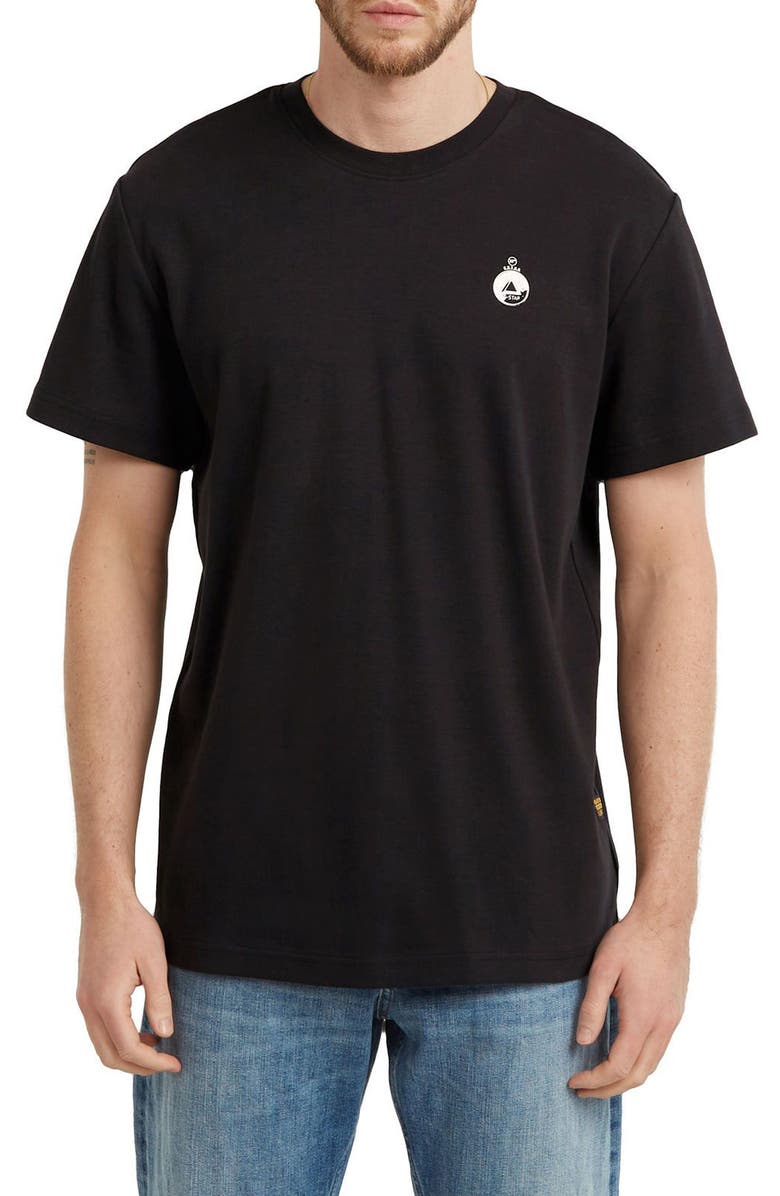 G-STAR Trims Back Organic Cotton Graphic T-Shirt, Main, color, Dark Black