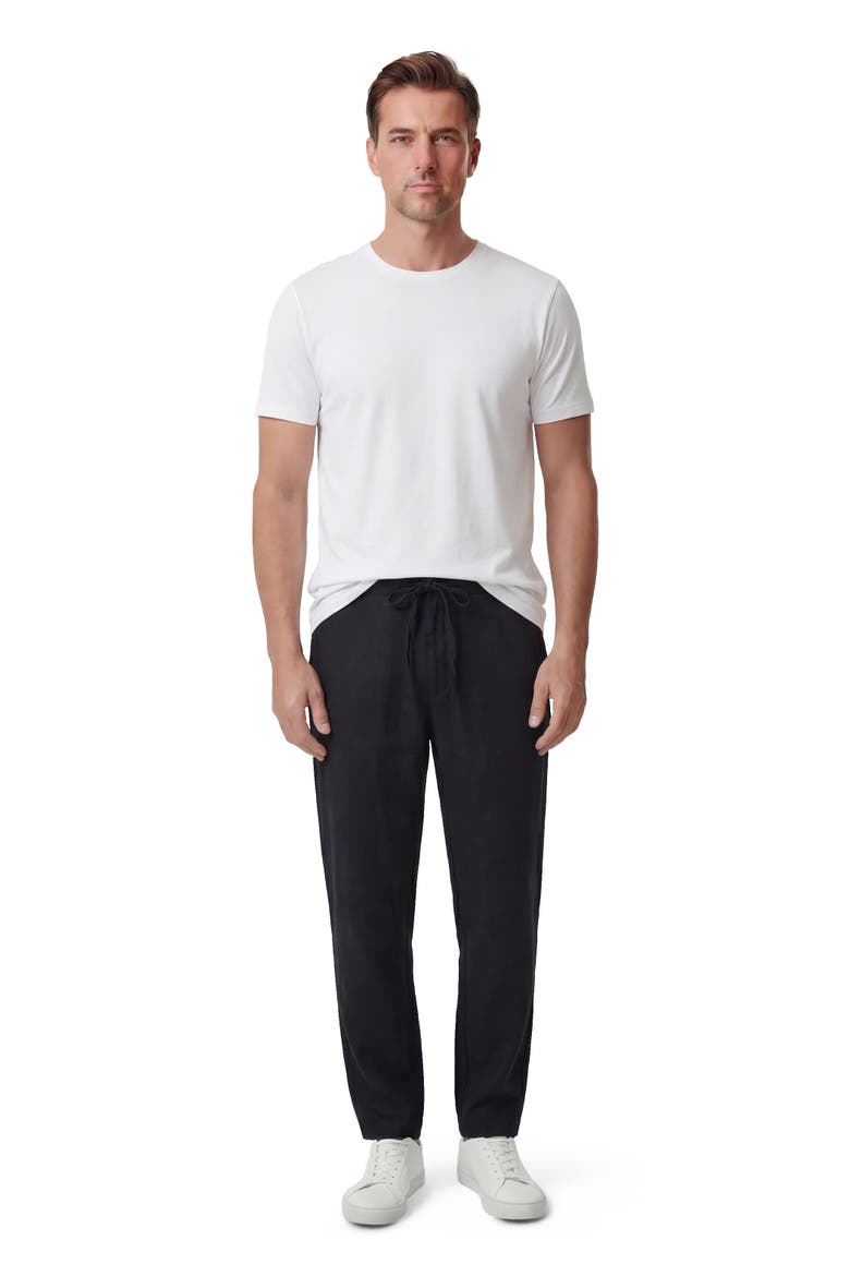 Solid Linen Drawstring Pant, Main, color, BLACK