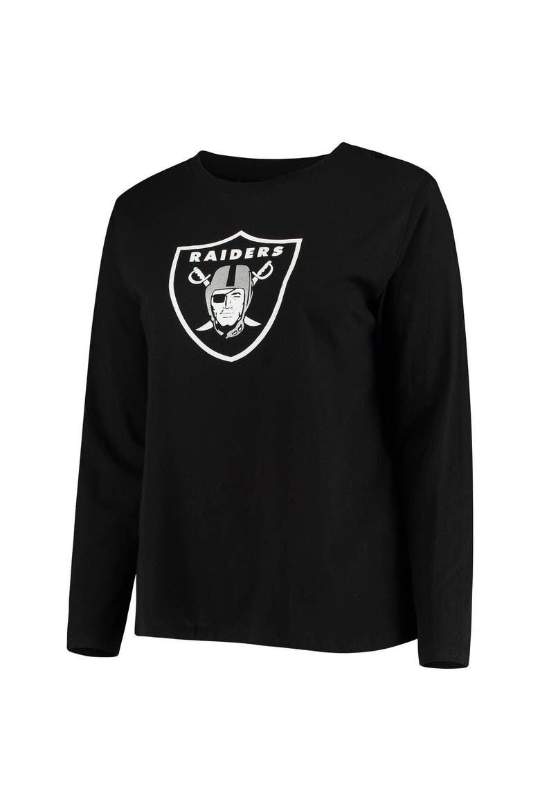 Women's Fanatics Branded Black Las Vegas Raiders Plus Size Primary Logo Long Sleeve T-Shirt, Alternate, color, Black
