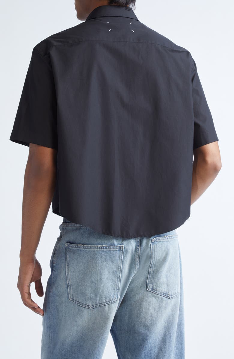 Maison Margiela Short Sleeve Button-Down Shirt, Alternate, color, Black