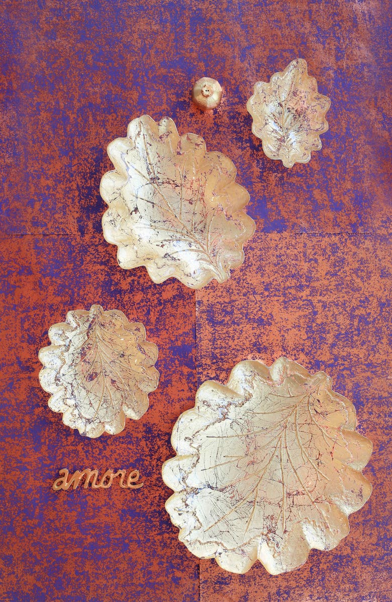 VIETRI Moon Glass Leaf Platter, Alternate, color, Gold