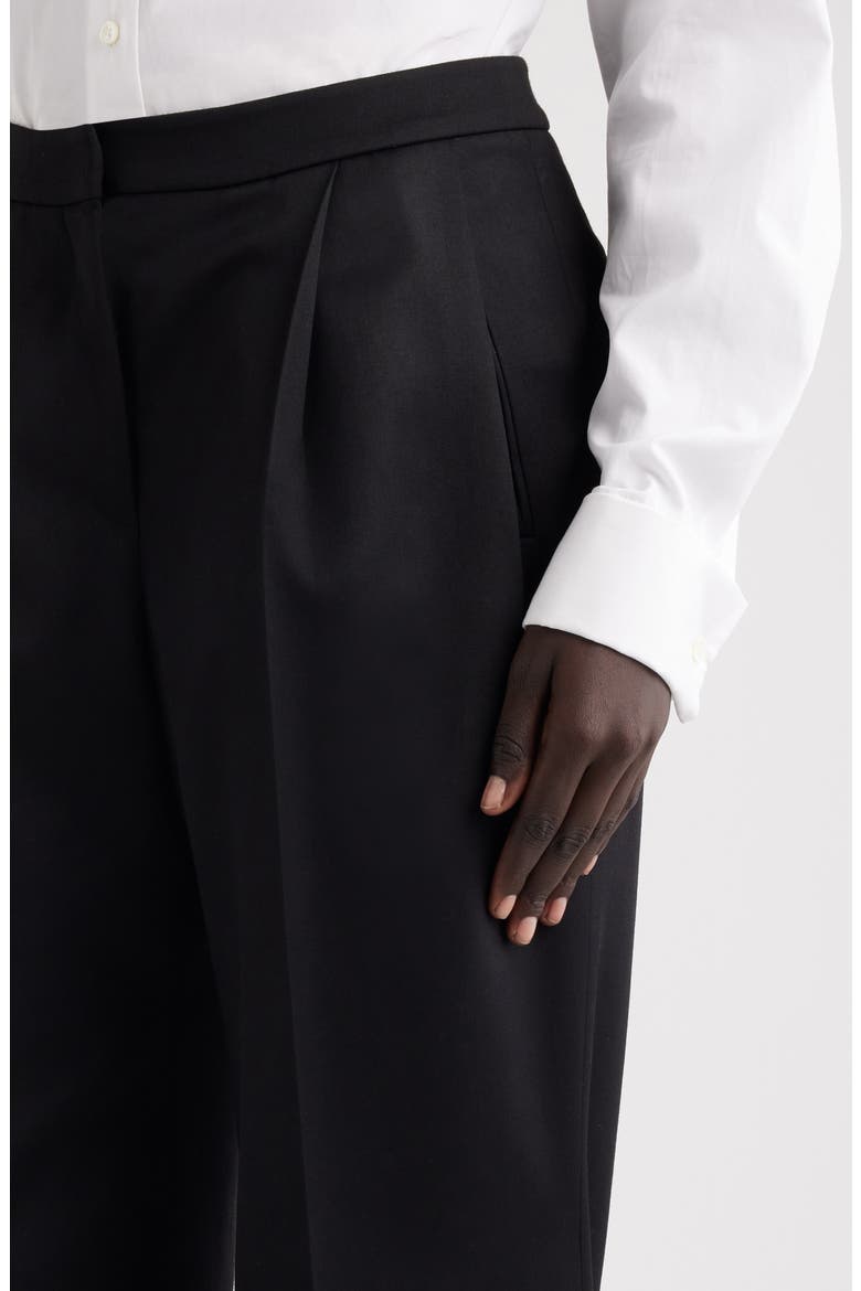 Pleated Wool Twill Pants, Alternate, color, BLACK