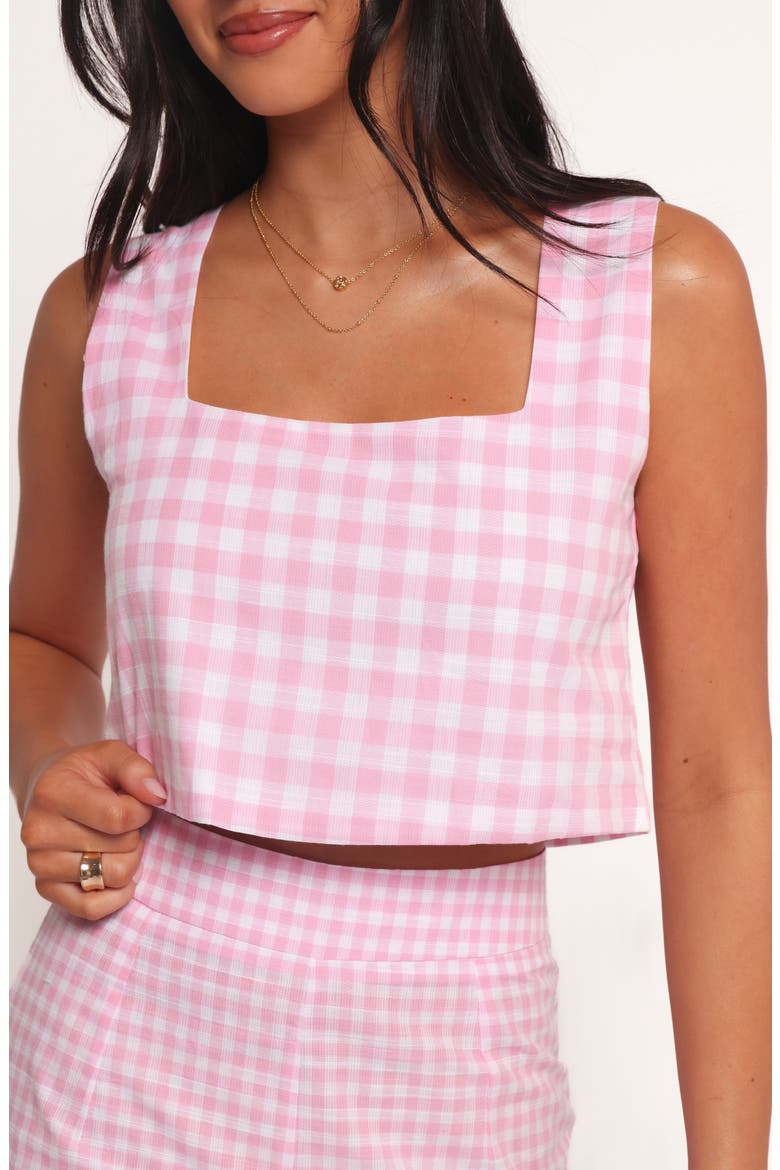 Devlin Check Crop Tank, Alternate, color, PINK GINGHAM