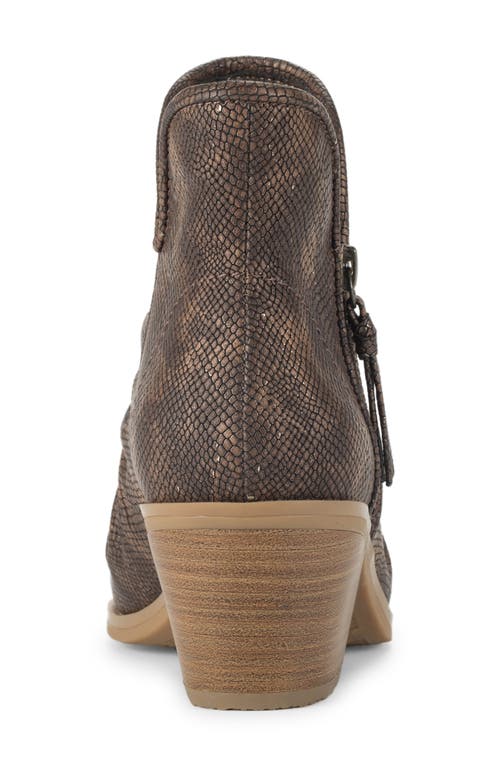 Baretraps Serentiy Snakeskin Scrunch Block Heel Bootie In Brown