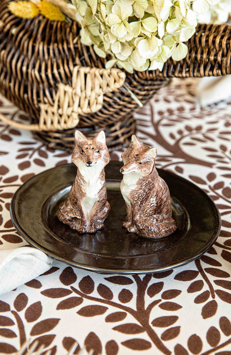 Juliska Fox Ceramic Salt & Pepper Shaker Set, Alternate, color, Walnut
