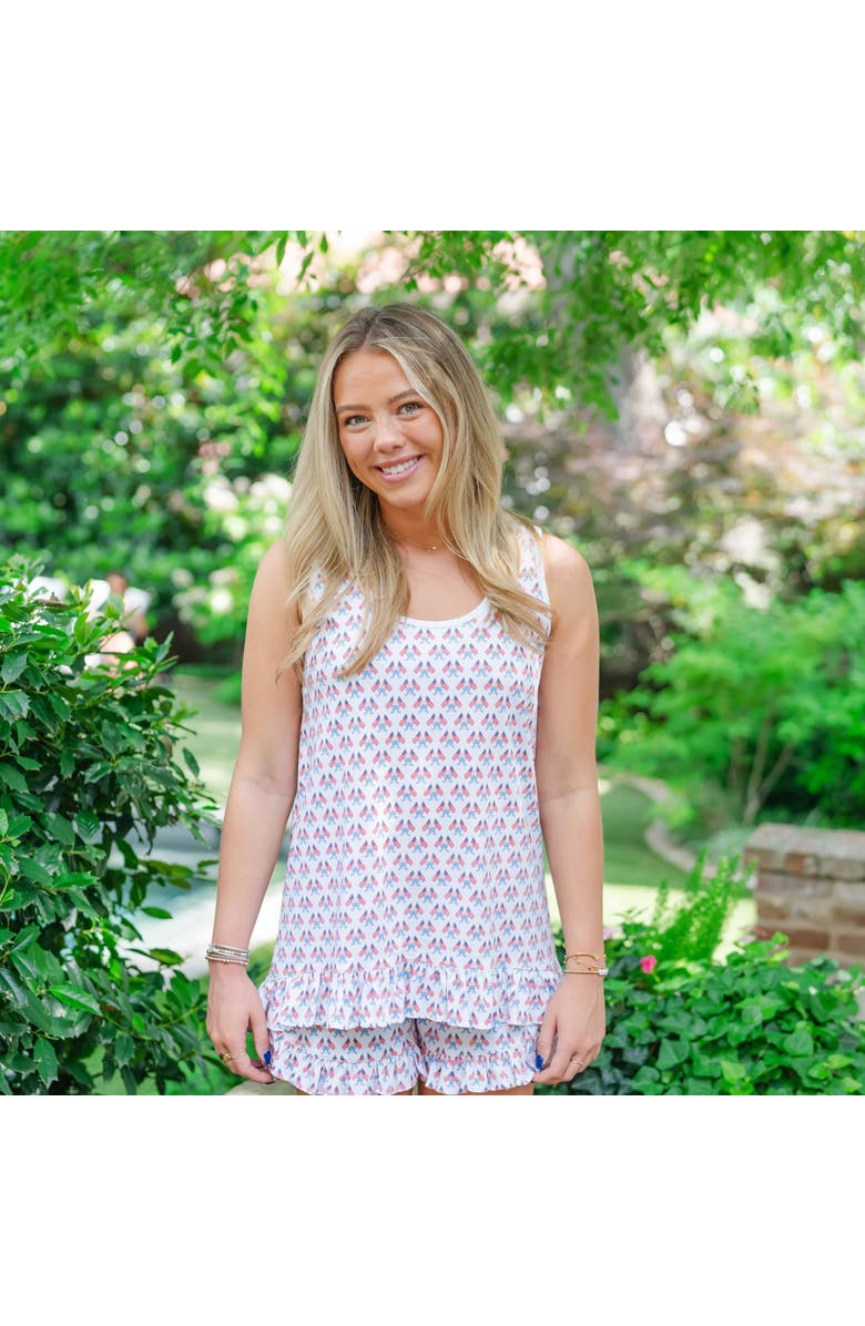 Lila and Hayes Mallory Women's Pajama Short Set, Alternate, color, Stars, Stripes, And Bows