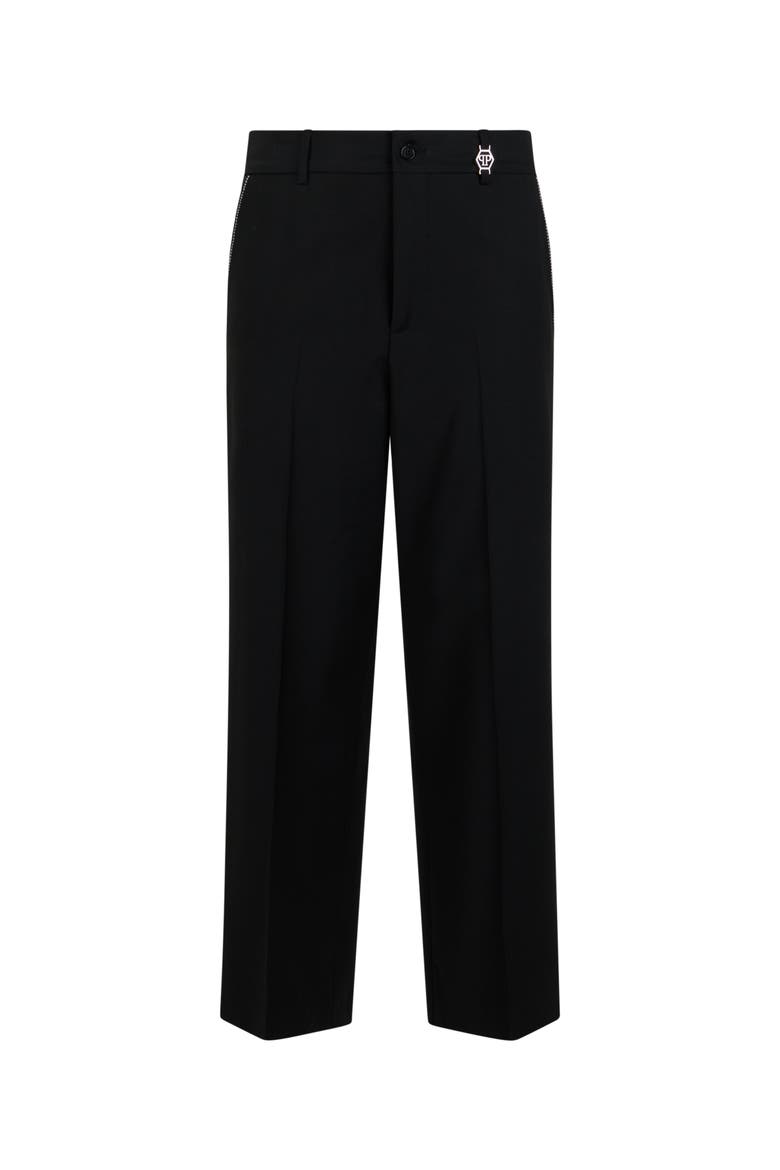 Loose Fit Trousers Studs Men, Main, color, black