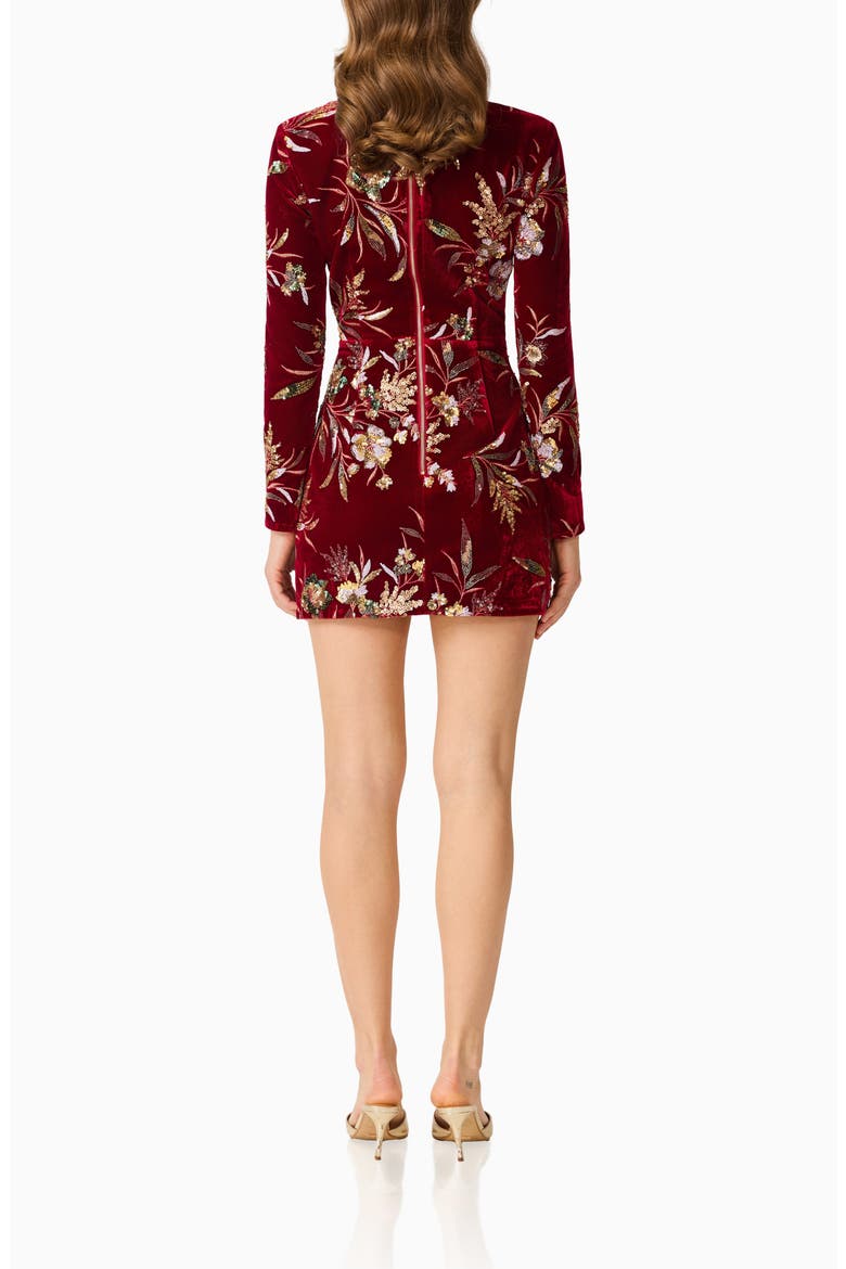 Corrina Sequin Long Sleeve Velvet Minidress, Alternate, color, BURGUNDY