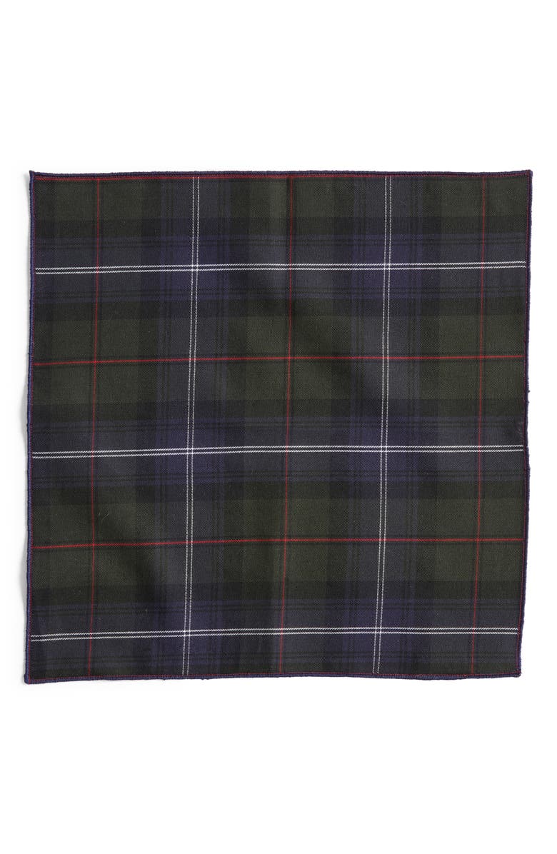 CLIFTON WILSON Plaid Cotton Pocket Square, Alternate, color,