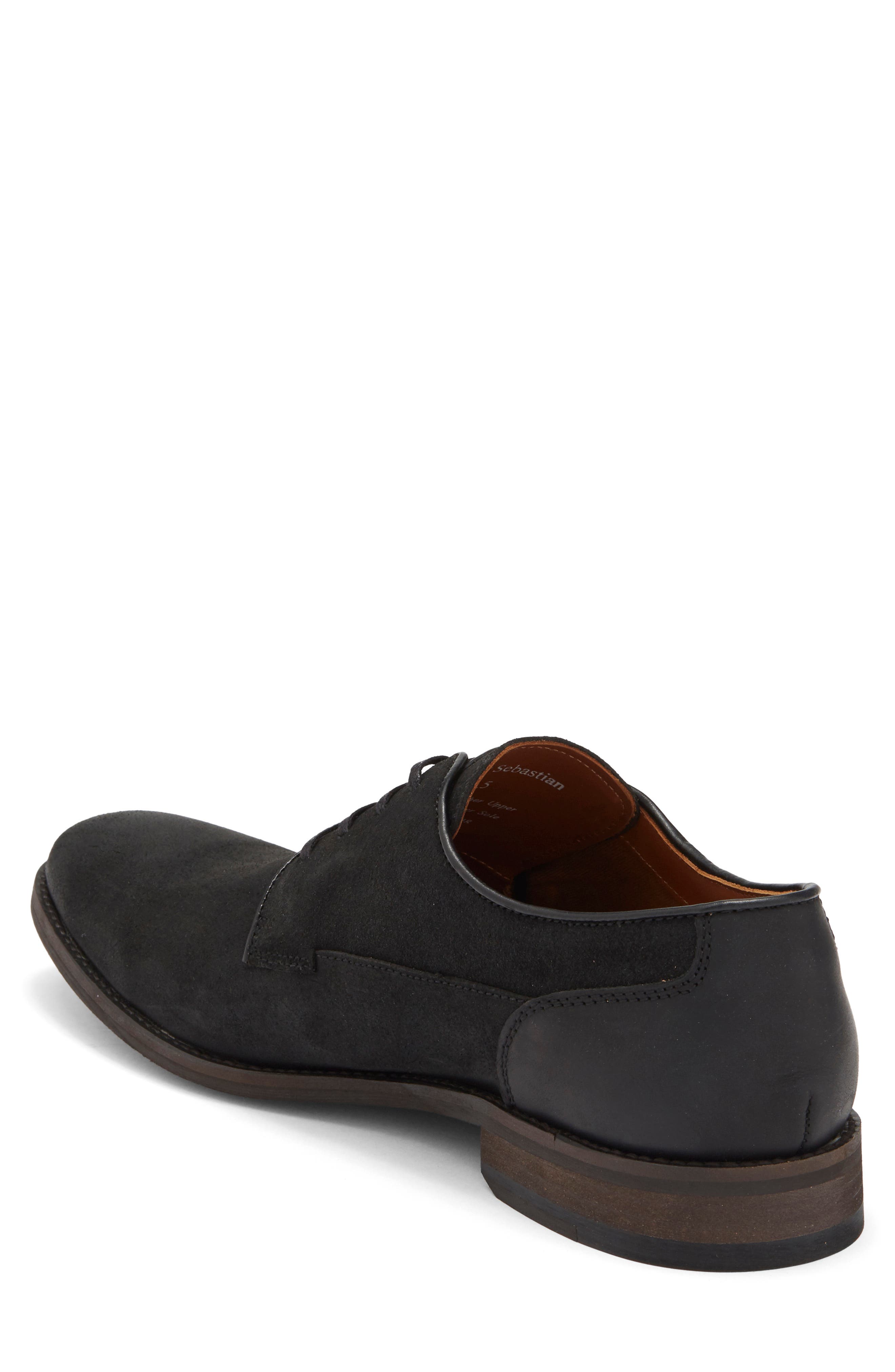 Plaid Toe Derby, Alternate, color, BLACK SUEDE