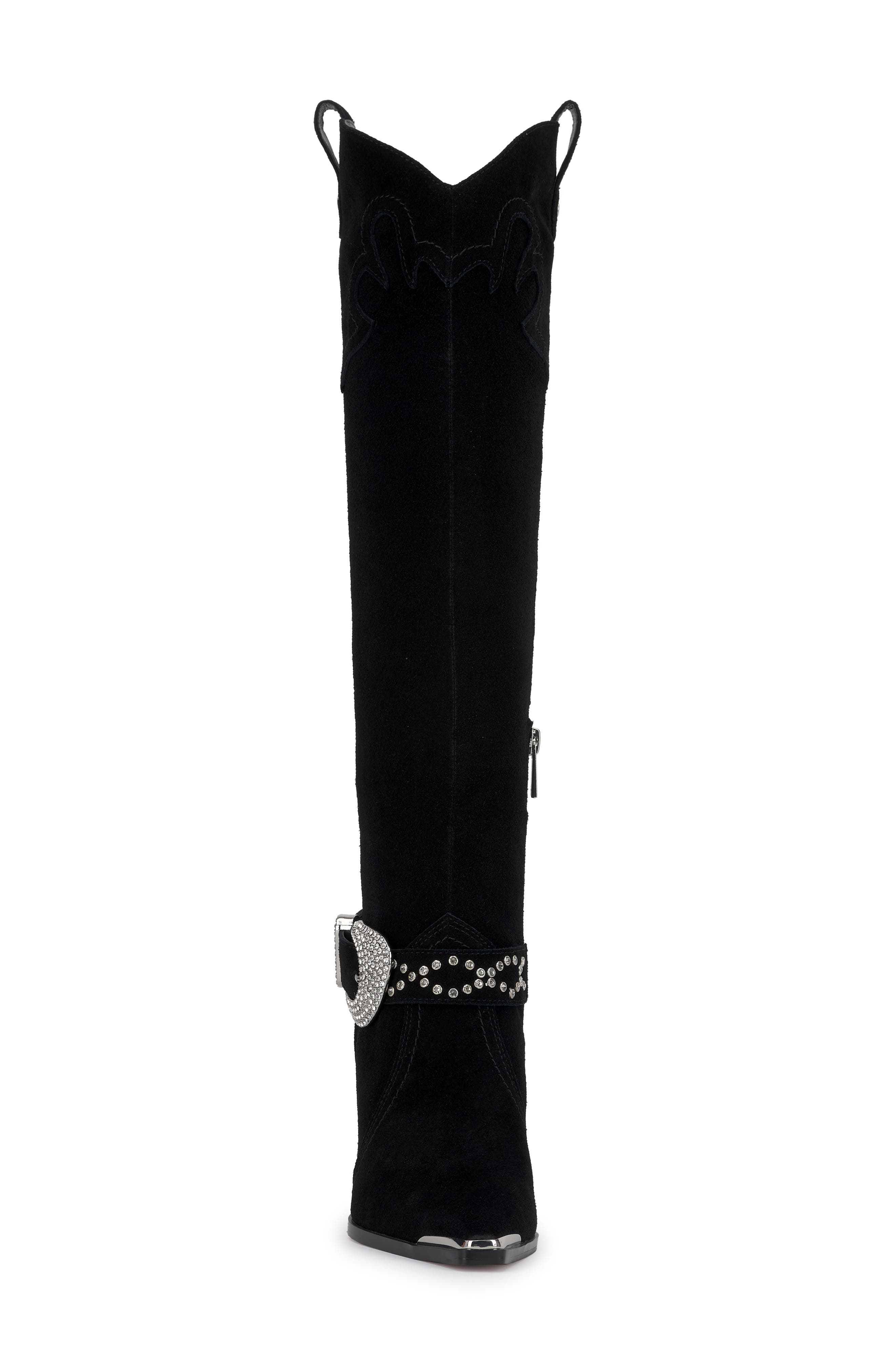 Jessica Simpson Kenzin Knee High Western Boot, Alternate, color, Black Oil Suede