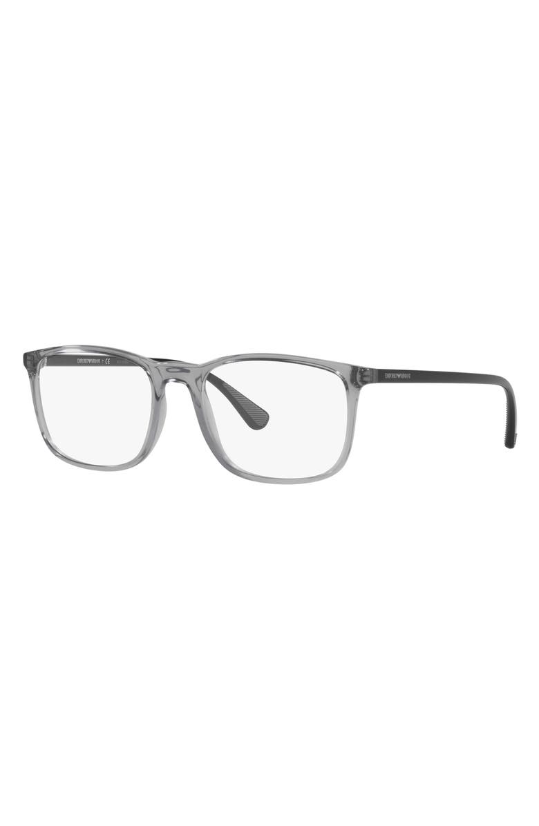 Emporio Armani 53mm Pillow Optical Glasses, Alternate, color, Shiny Grey / Demo Lens