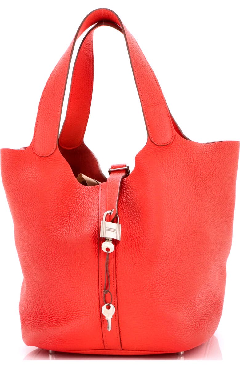 Pre-Owned Hermes Picotin Lock Bag Clemence GM, Main, color, Rouge Pivoine
