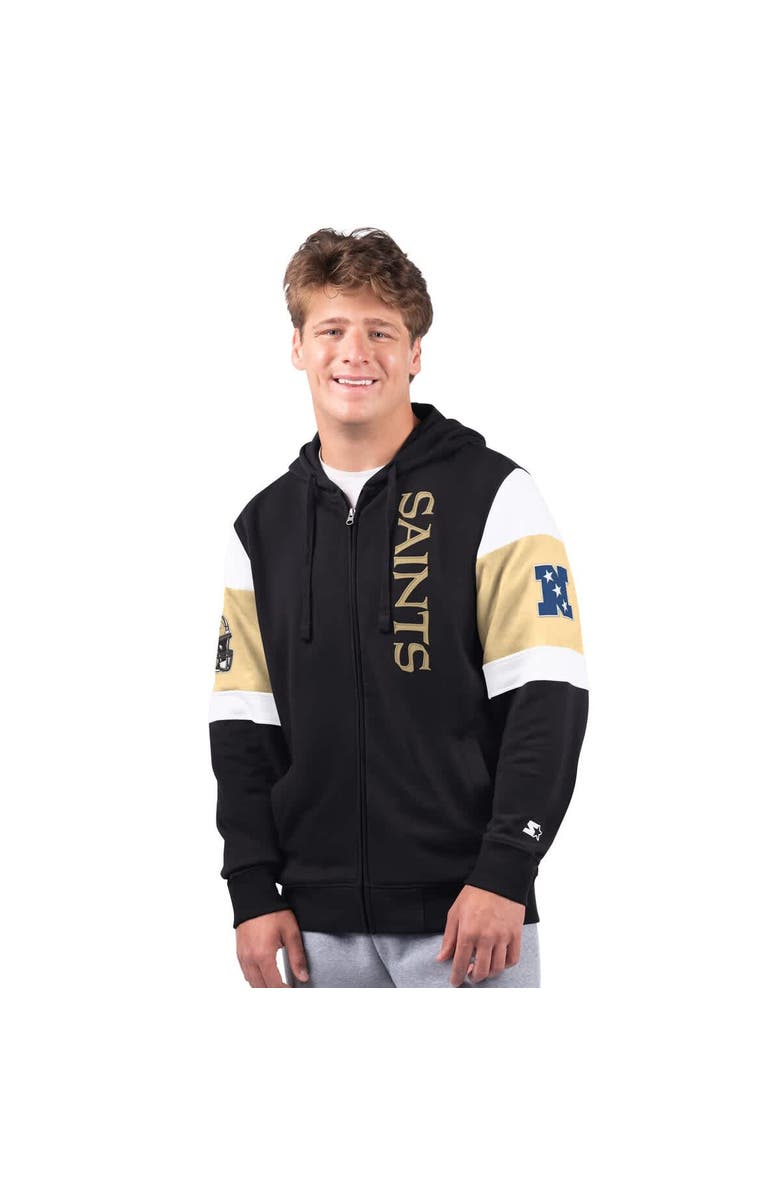 STARTER Men's Starter Black New Orleans Saints Extreme Full-Zip Hoodie, Alternate, color, Black