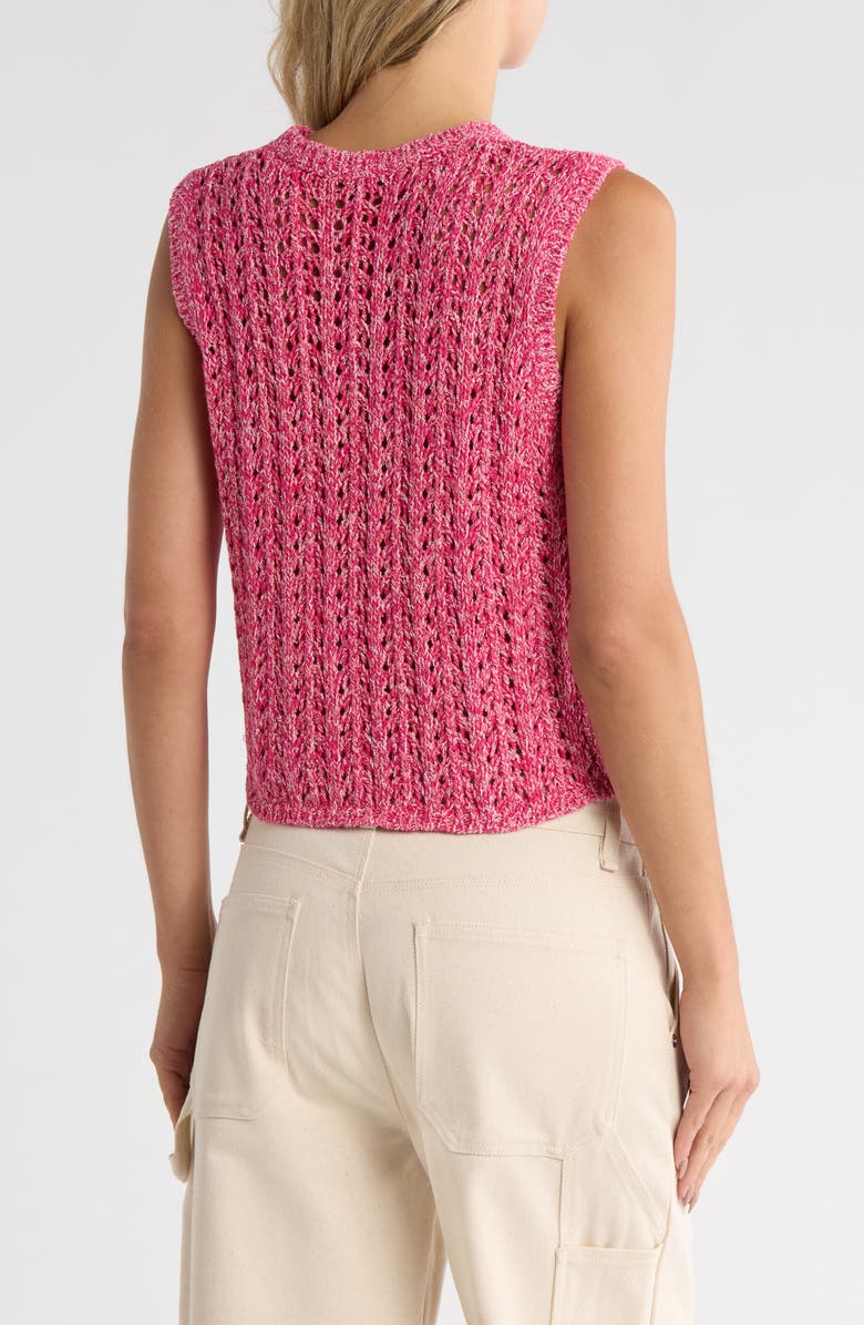 rag & bone Edie Open Stitch Sweater Vest, Alternate, color, Pink Multi