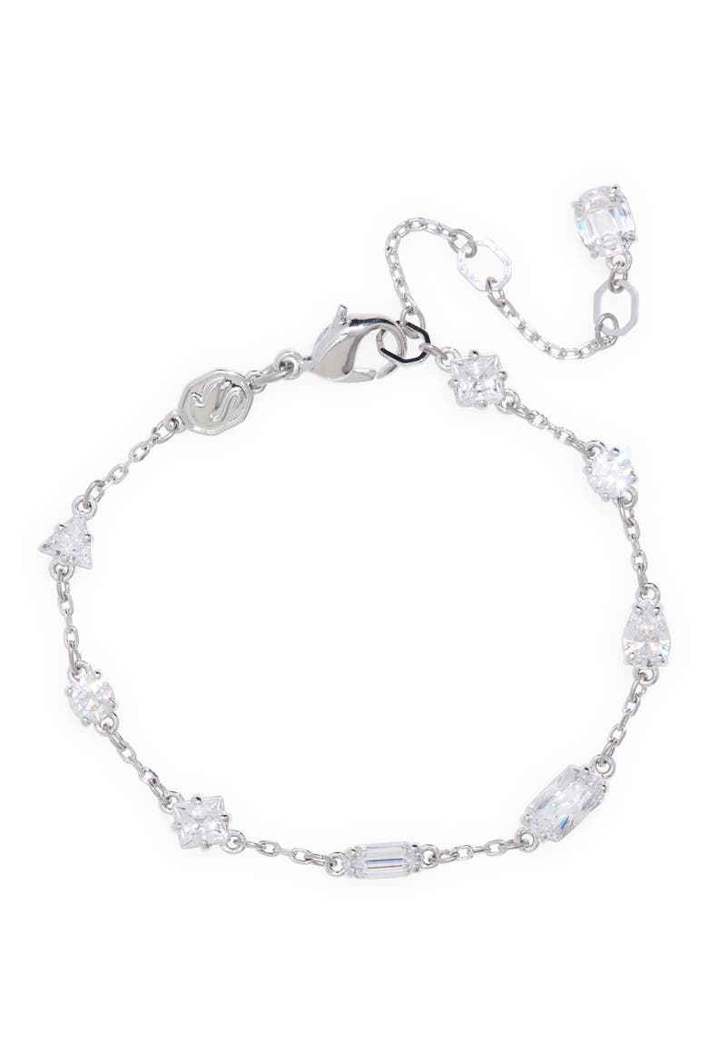 Mesmera Crystal Station Bracelet, Main, color, SILVER