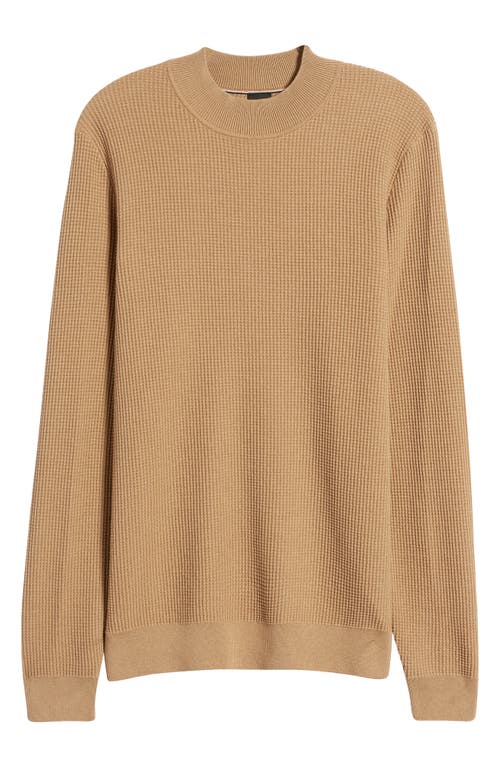 Shop Hugo Boss Boss Opale Waffle Long Sleeve Virgin Wool Blend Sweater In Medium Beige