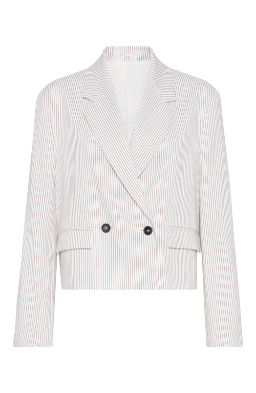 Brunello Cucinelli Cropped Blazer In Tobacco