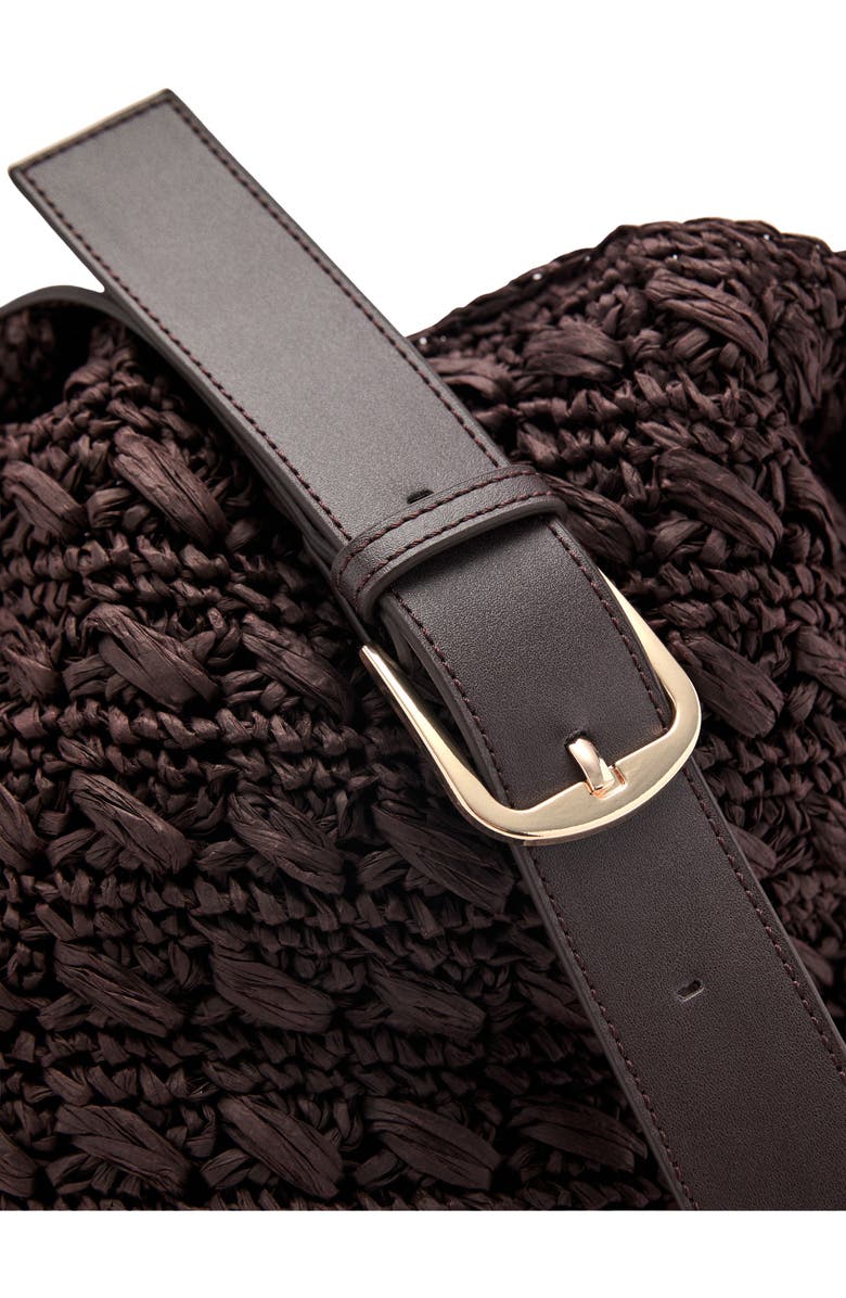 MANGO Natural Fiber Shopper Bag, Alternate, color, Chocolate