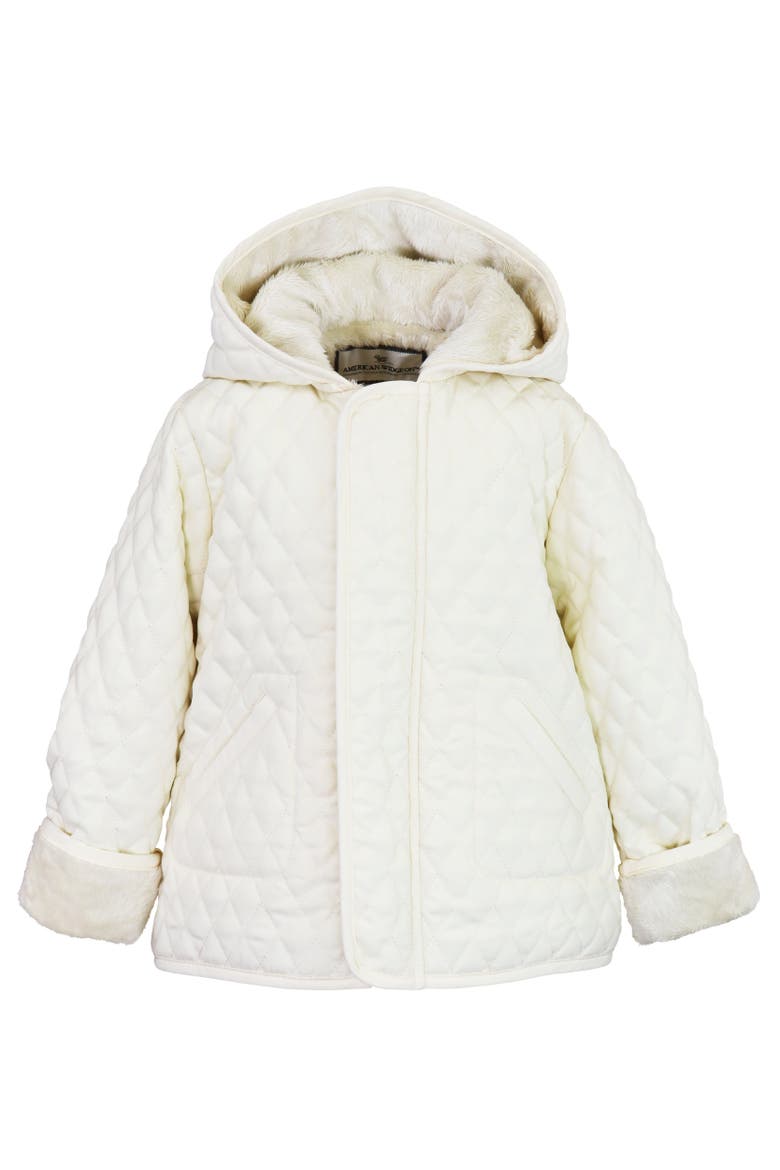 Hooded Zip Front Quilted Barn Jacket, Main, color, Vanilla