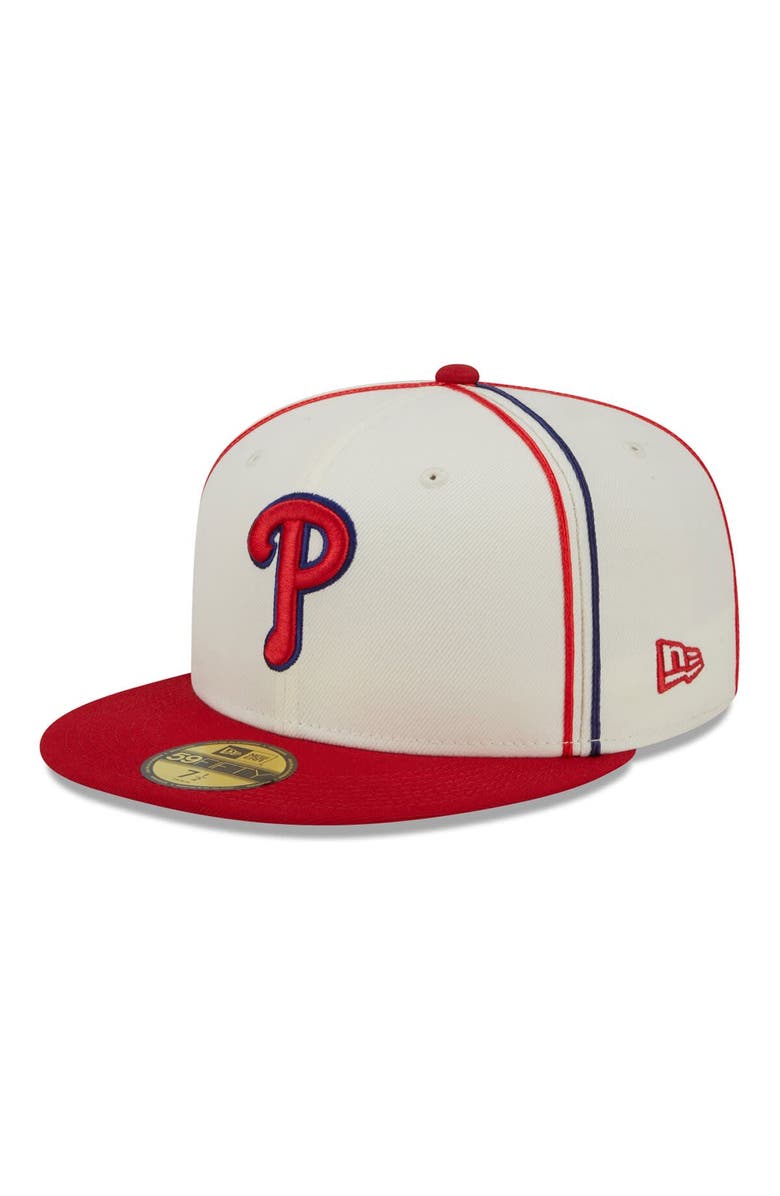 New Era Men's New Era  Cream/Red Philadelphia Phillies Chrome Sutash 59FIFTY Fitted Hat, Alternate, color, 
