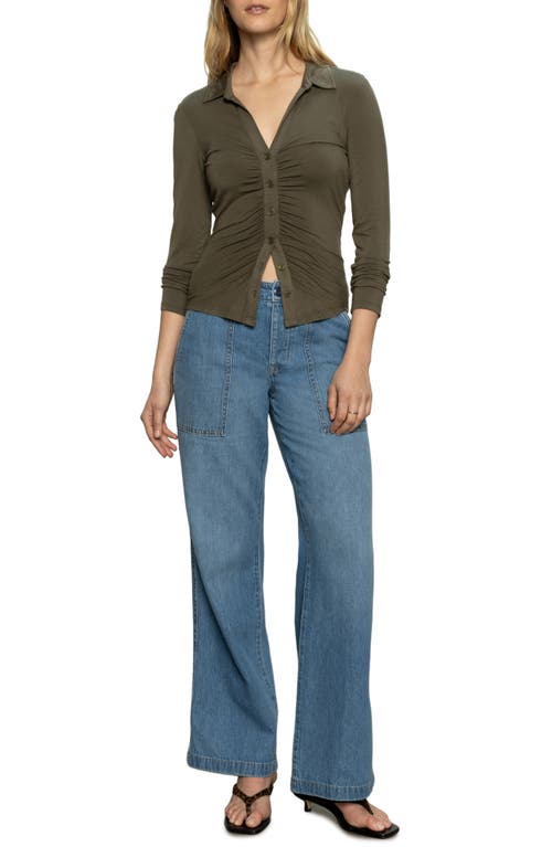 Sanctuary Easy Go Ruched Button-up Shirt In Kalamata