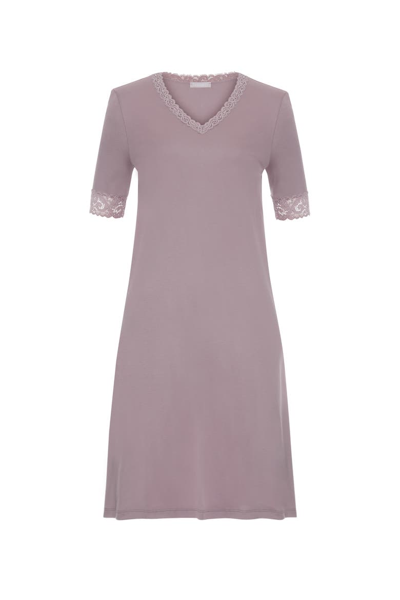 Moments Lace Trim Cotton Nightgown, Main, color, Stormy Rose