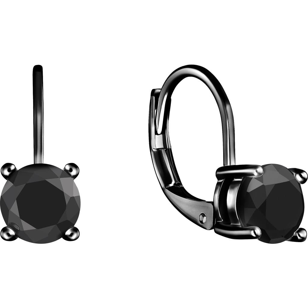 Donatello Gian Sterling Silver Black Rhodium Lever Back Earrings In Black