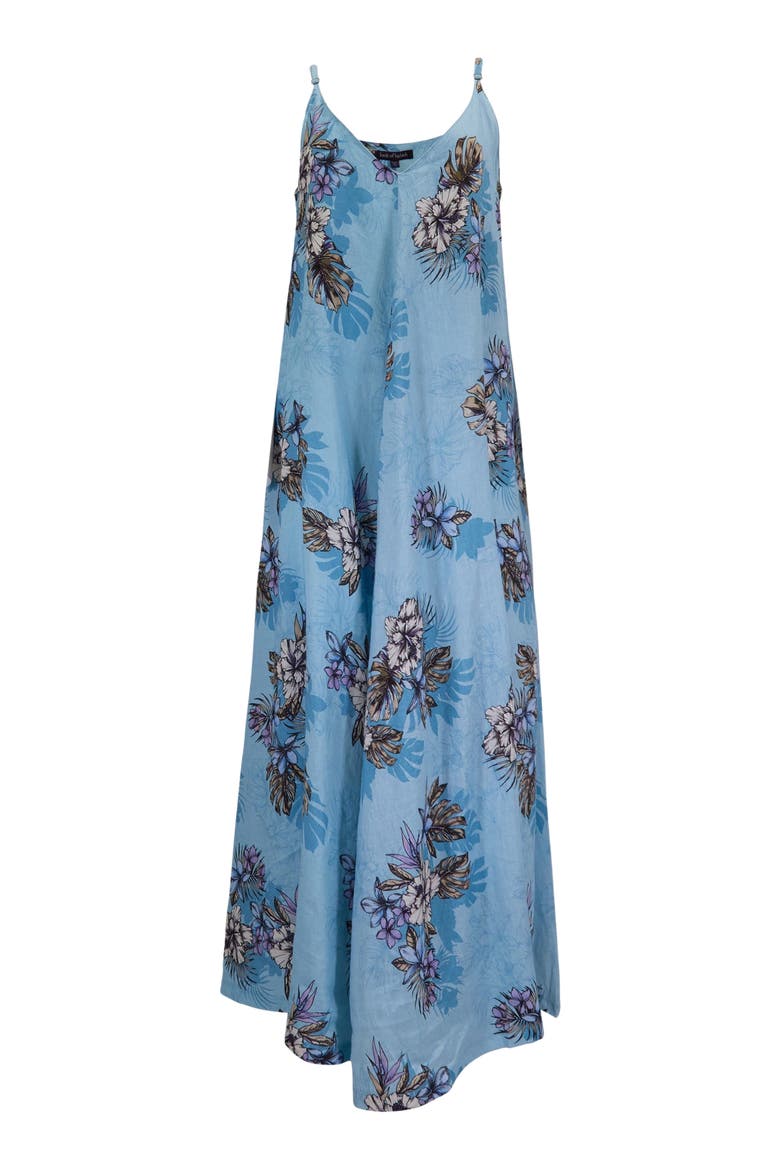 Exotic Floral Womens Linen Oversized Dress, Alternate, color, EXOTIC FLORAL TEAL