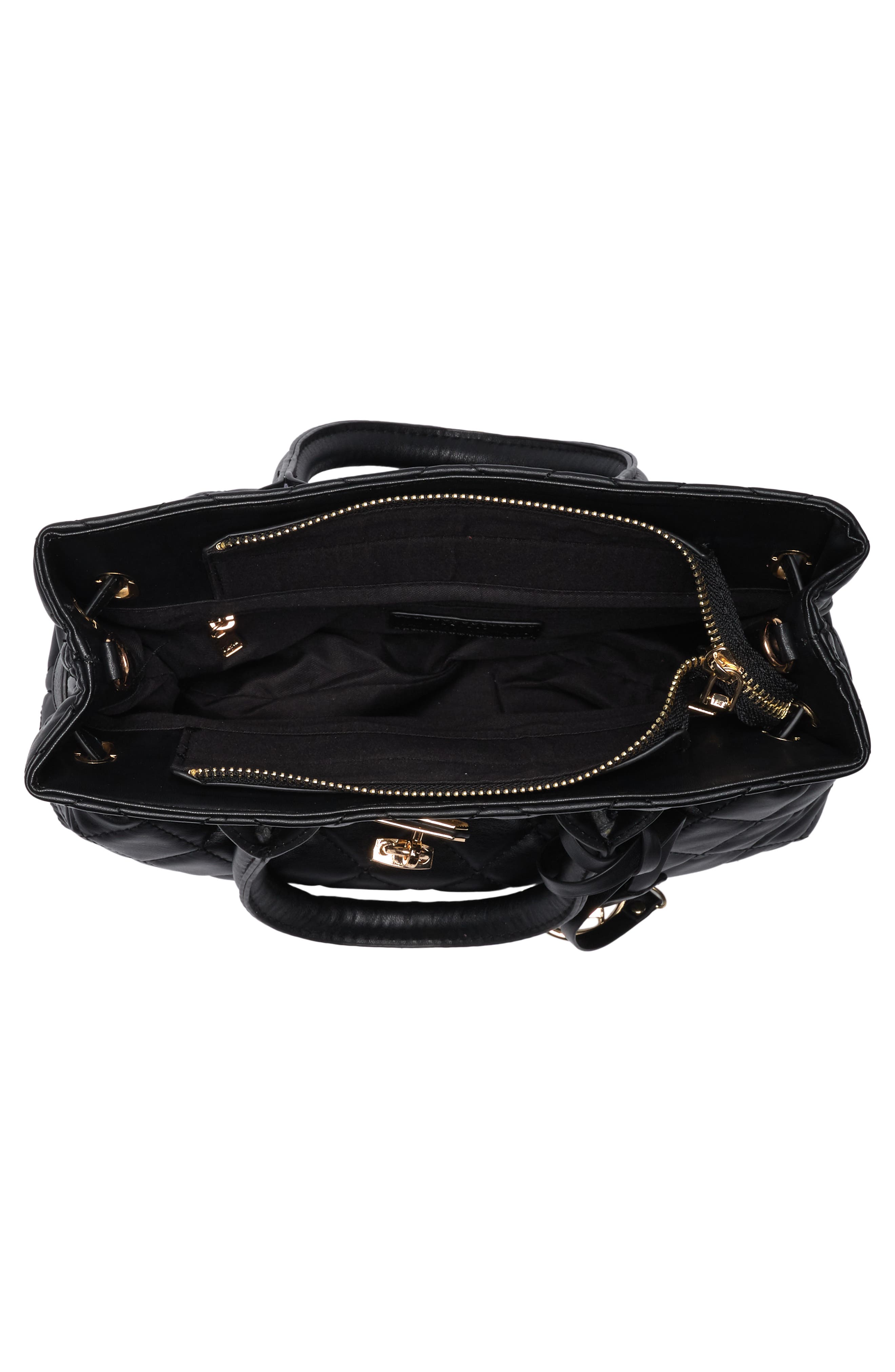 Badgley Mischka Collection Diamond Quilt Faux Leather Tote Bag, Alternate, color, Black