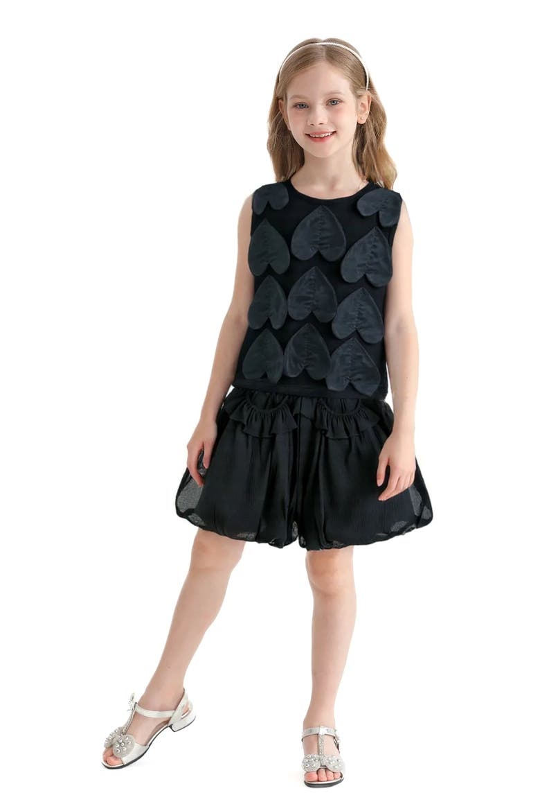 Hearts Sleeveless Shorts Set, Main, color, Black