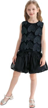 Tulleen Hearts Sleeveless Shorts Set